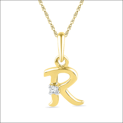 "18kt Gold Alphabet R Diamond Pendent - PF015215 - Click here to View more details about this Product